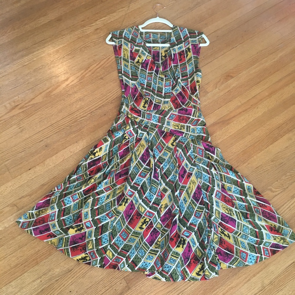 1940s vintage rayon novelty print dress